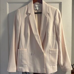 REISS Double Breasted Blazer Jacket Cream Size S